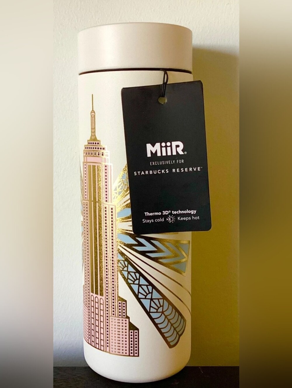 NWT Starbucks Reserve MiiR NYC Empire State Building Tumbler | 16oz | Cream Pink - Picture 6 of 6